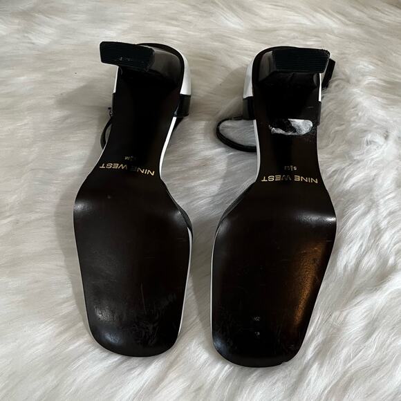 NEW Nine West Leather Two Tone Retro Colorblock Ankle Strap High Heel Pumps 5.5 - Picture 6 of 13